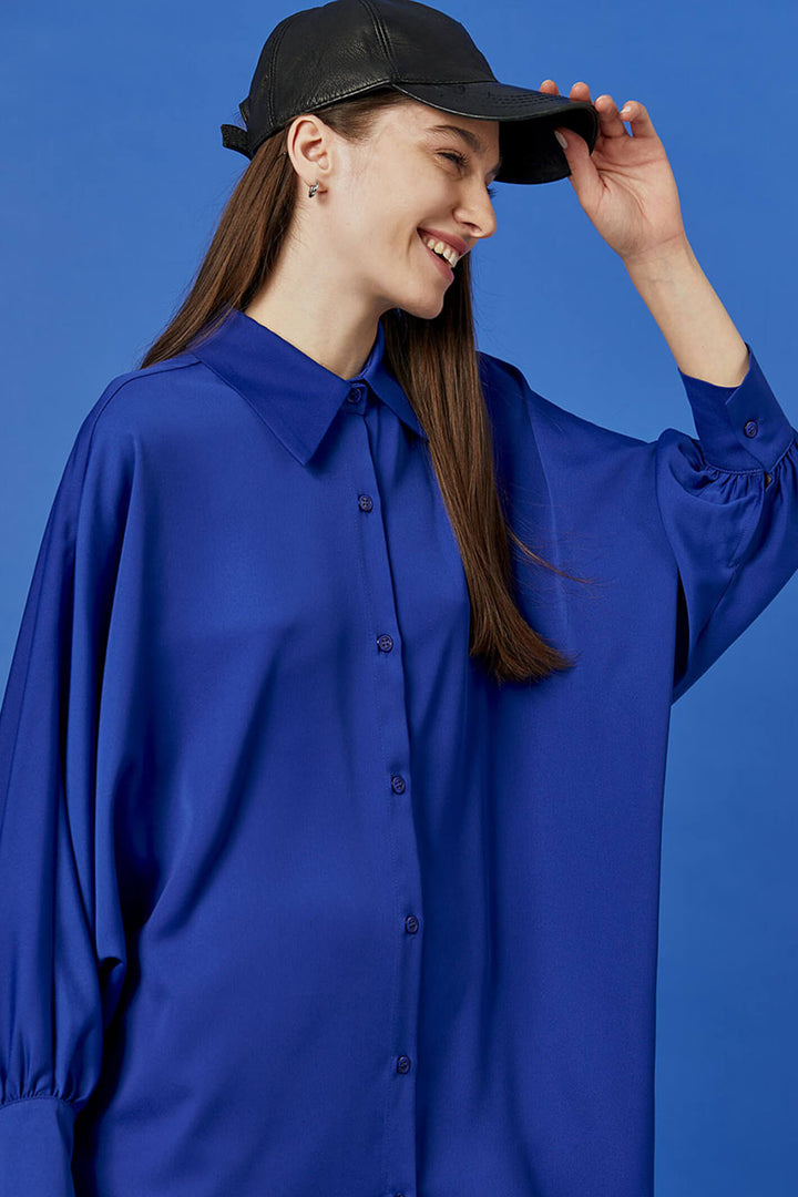 Access Fashion 7012-190 Royal Blue Batwing Shirt Dress - Experience Boutique