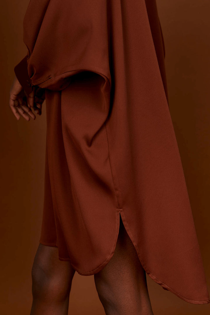 Access Fashion 7012 Chocolate Brown Batwing Shirt Dress - Experience Boutique