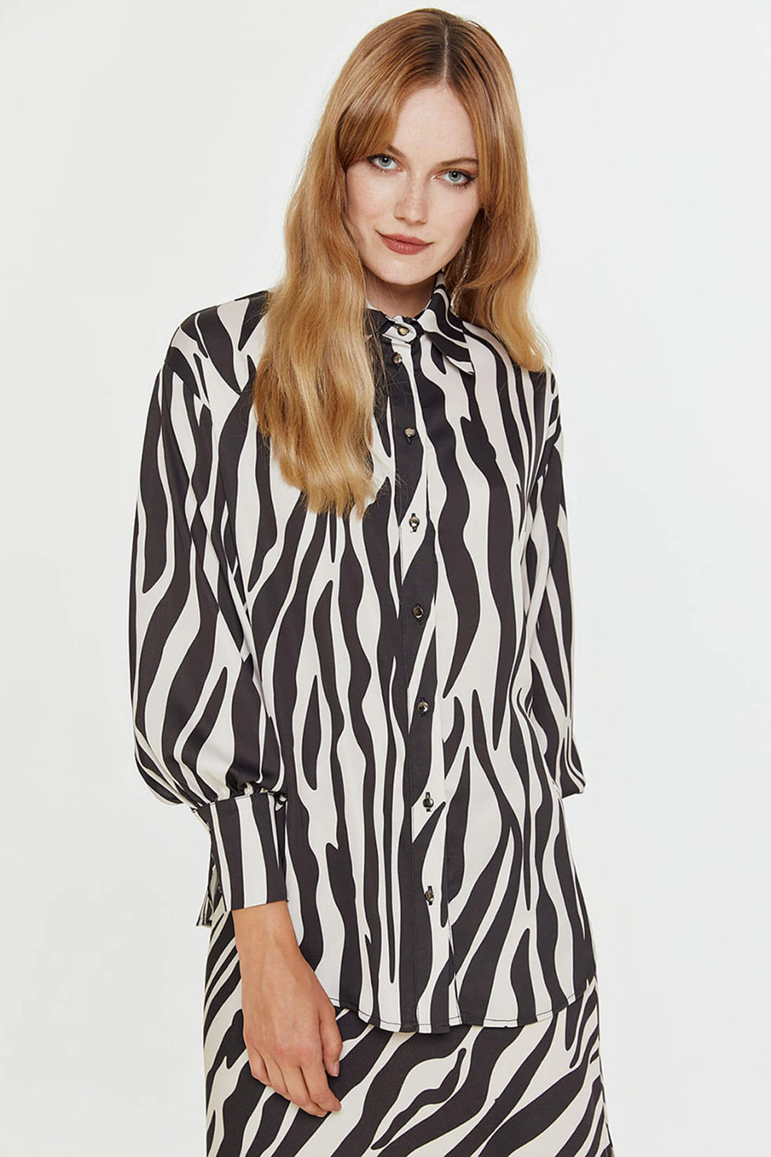 Access Fashion 7053-1058 Black & White Animal Print Shirt - Experience Boutique