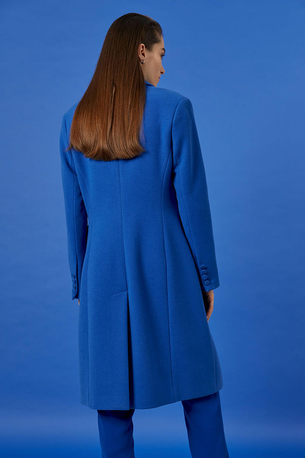 Access Fashion 9022-304 Royal Blue Double Breasted Coat - Experience Boutique