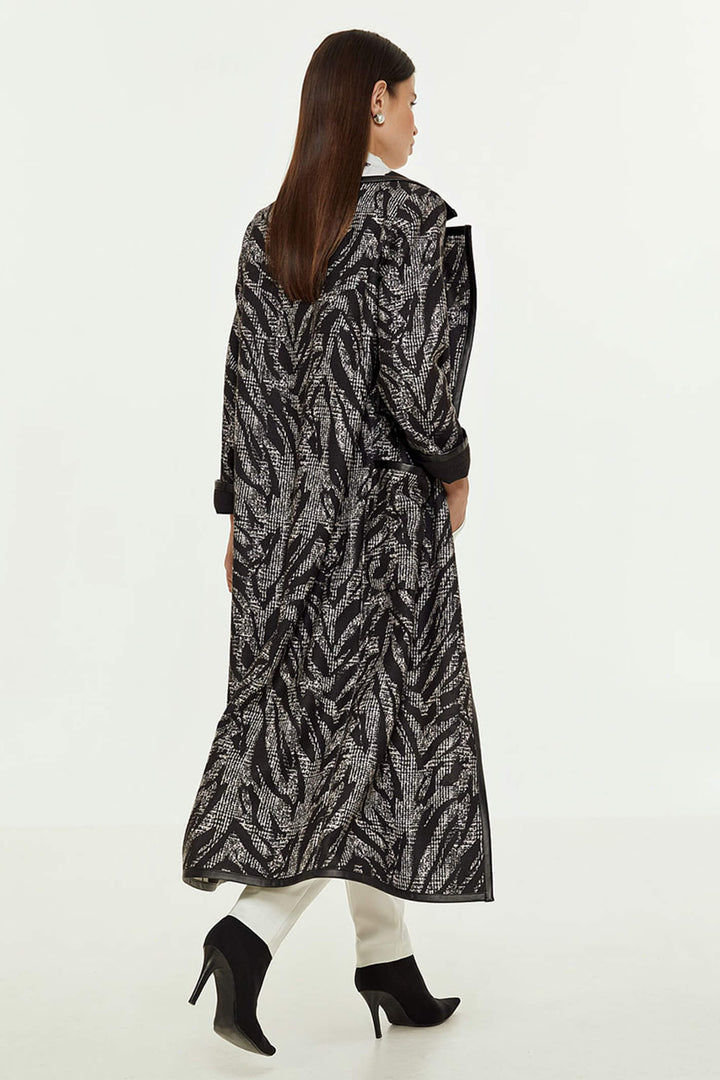 Access Fashion 9026-1089 Black & White Reversible Tie Coat - Experience Boutique
