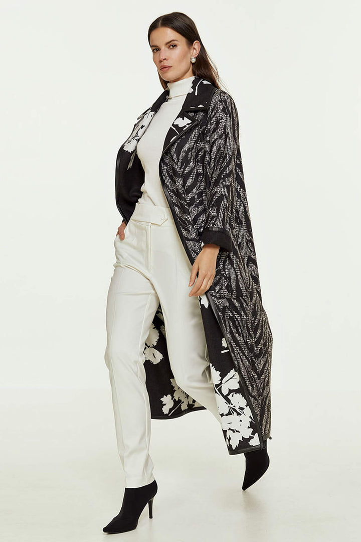Access Fashion 9026-1089 Black & White Reversible Tie Coat - Experience Boutique