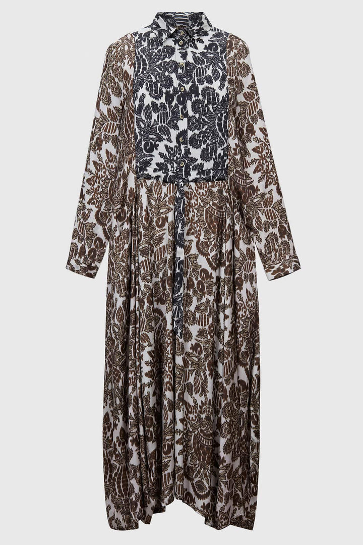 Alembika AD302A Brown Print Long Sleeve Dress - Experience Boutique
