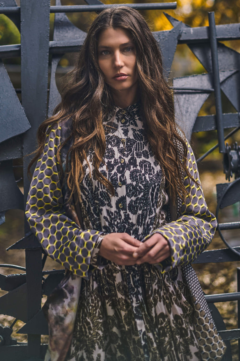 Alembika AD302A Brown Print Long Sleeve Dress - Experience Boutique