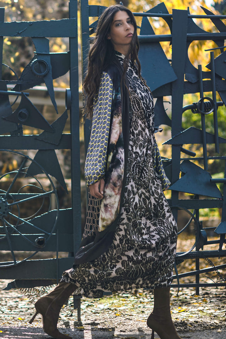 Alembika AD302A Brown Print Long Sleeve Dress - Experience Boutique
