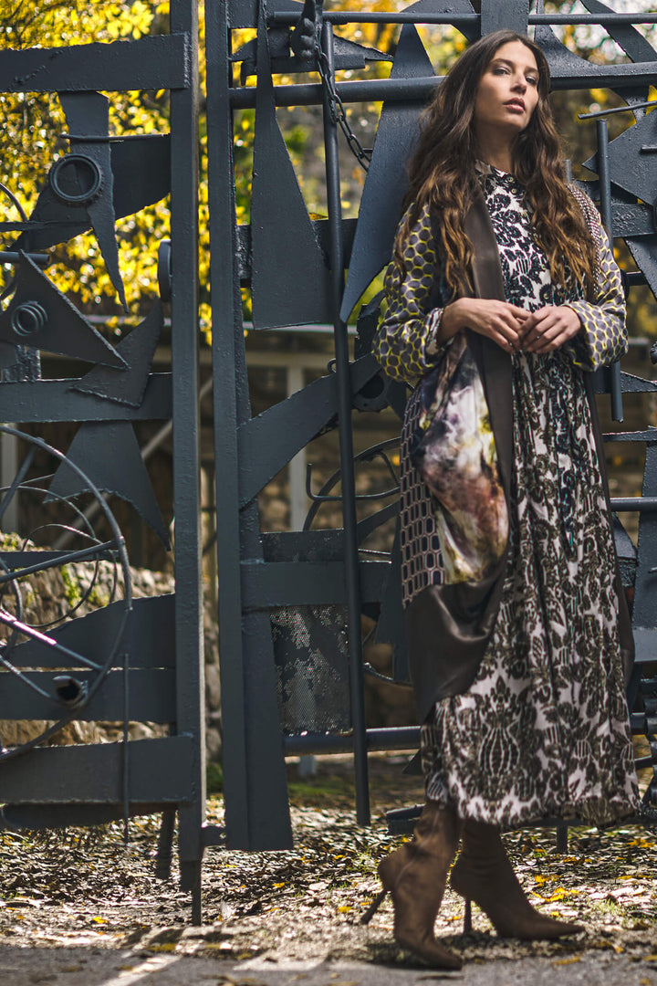 Alembika AD302A Brown Print Long Sleeve Dress - Experience Boutique