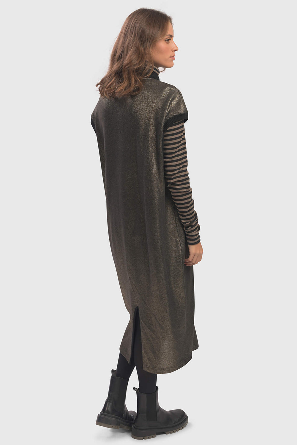 Alembika UD770G Gold Knit Oversized Dress - Experience Boutique