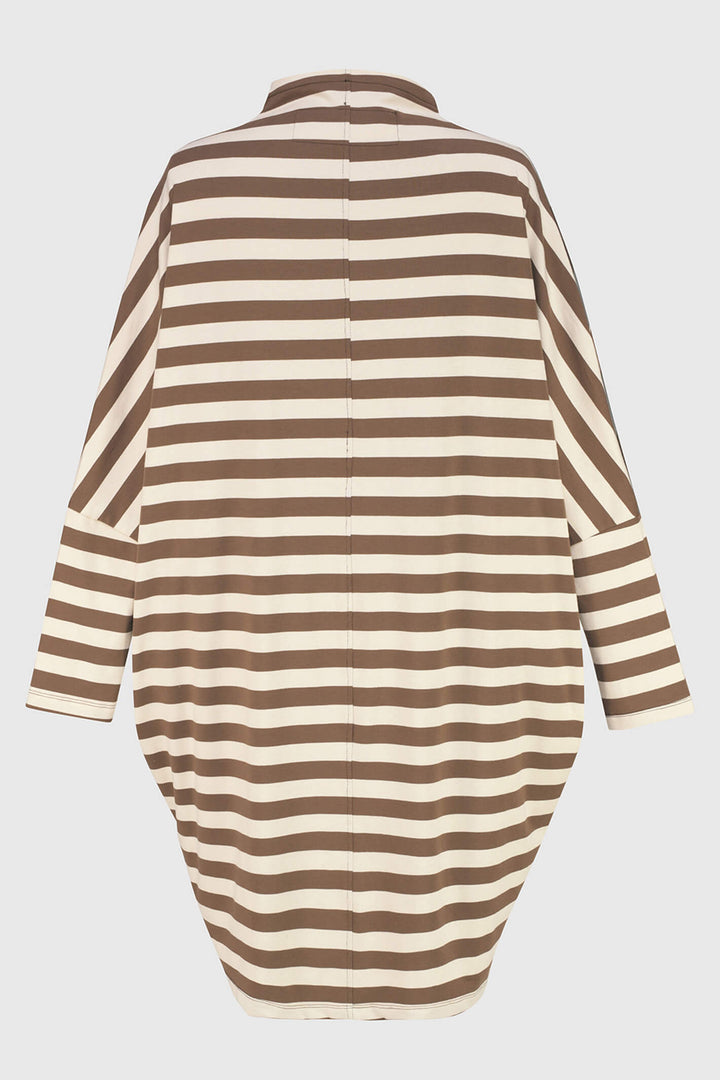 Alembika UD778S Brown Stripe Letter Print Dress - Experience Boutique