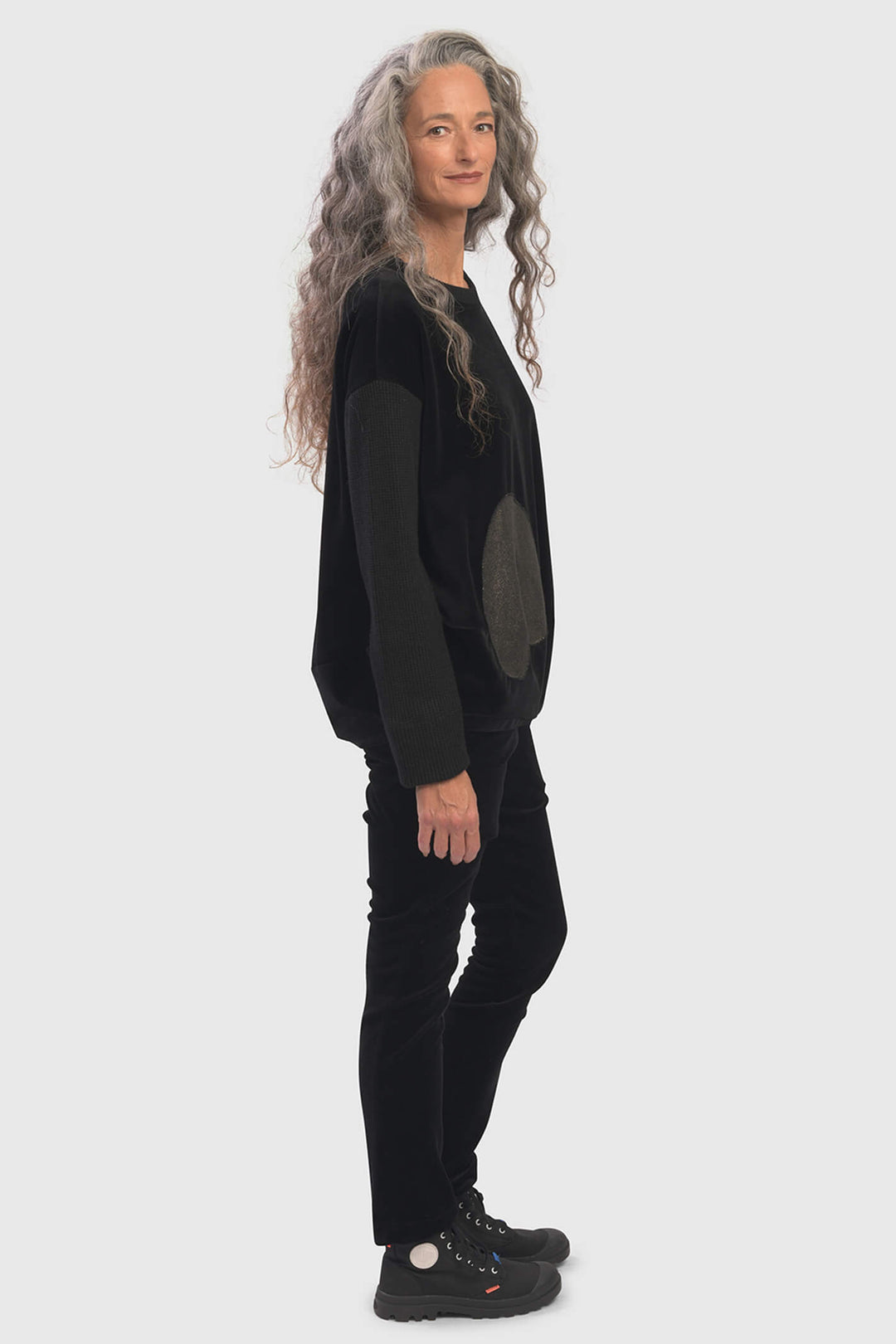 Alembika UT704B Black Velvet Long Sleeve Top - Experience Boutique
