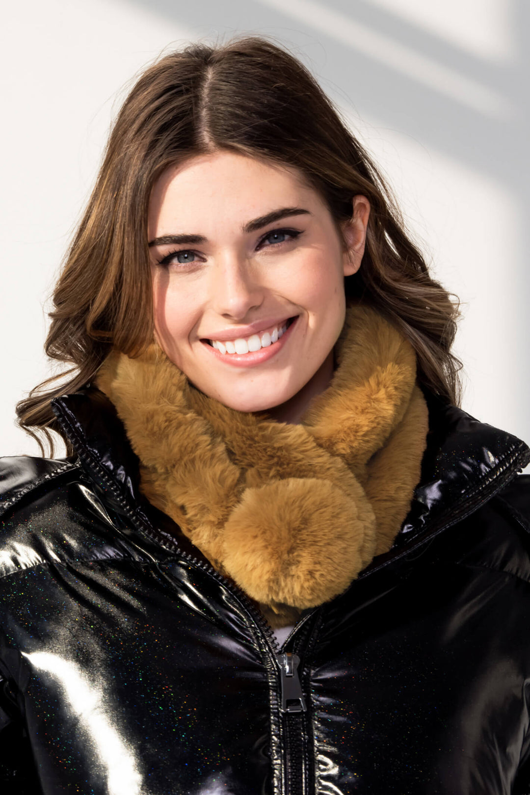 Alison Sheri ASW22 Camel Faux Fur Neck Warmer Scarf - Experience Boutique