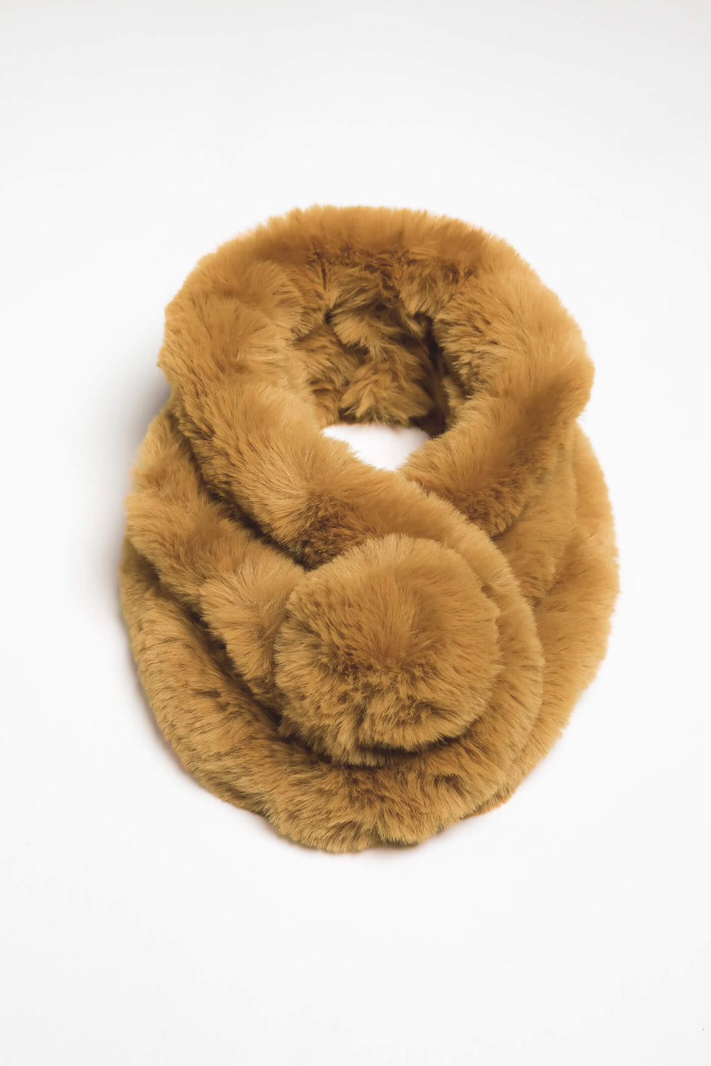 Alison Sheri ASW22 Camel Faux Fur Neck Warmer Scarf - Experience Boutique