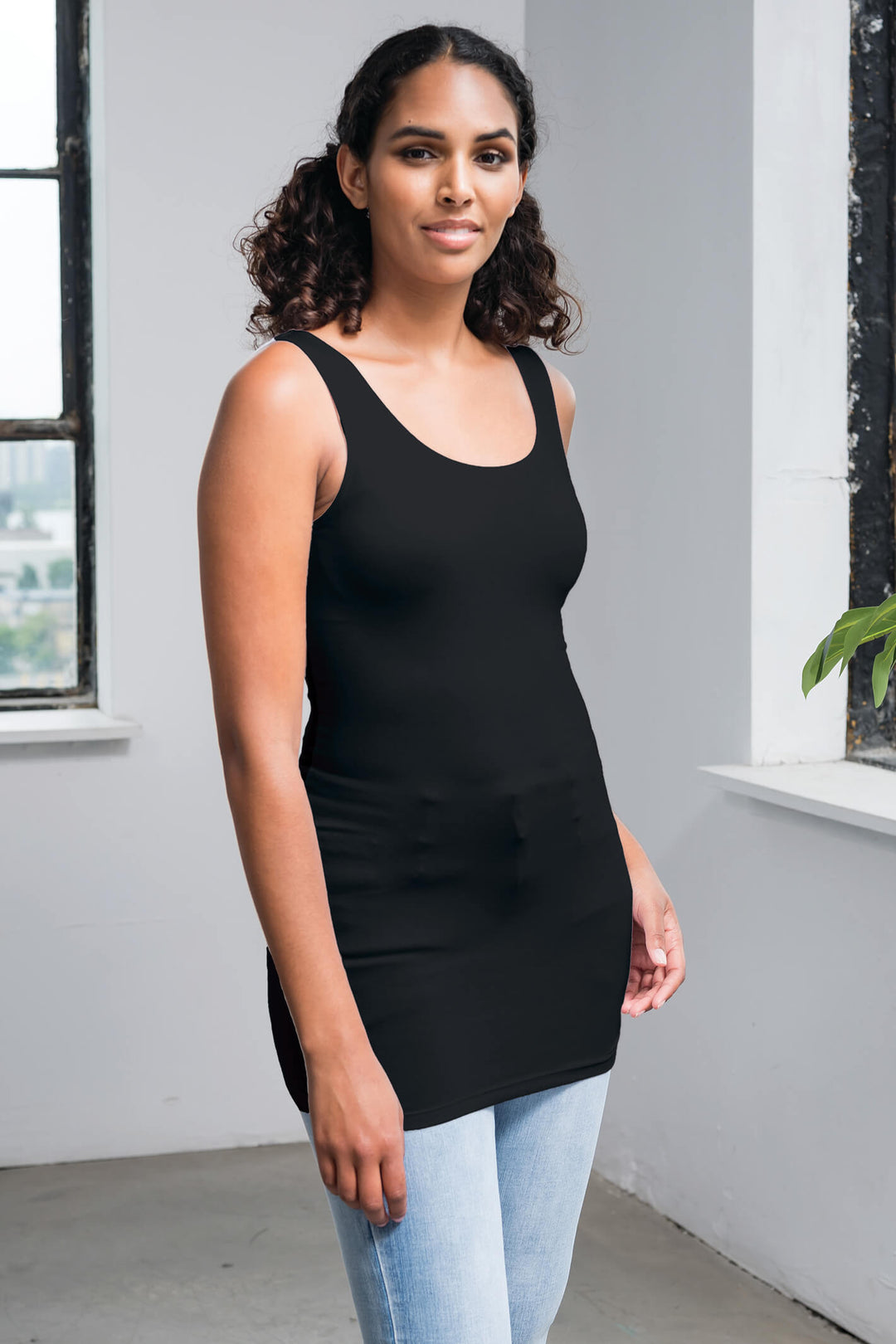 Alison Sheri TAS02S23 Black Amazing Fit Vest Top - Experience Boutique