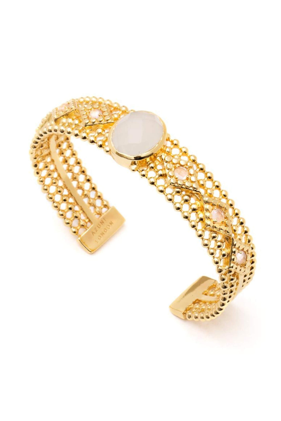 Azuni Etrusca Wide Bangle With Set White Chalcedony - Experience Boutique