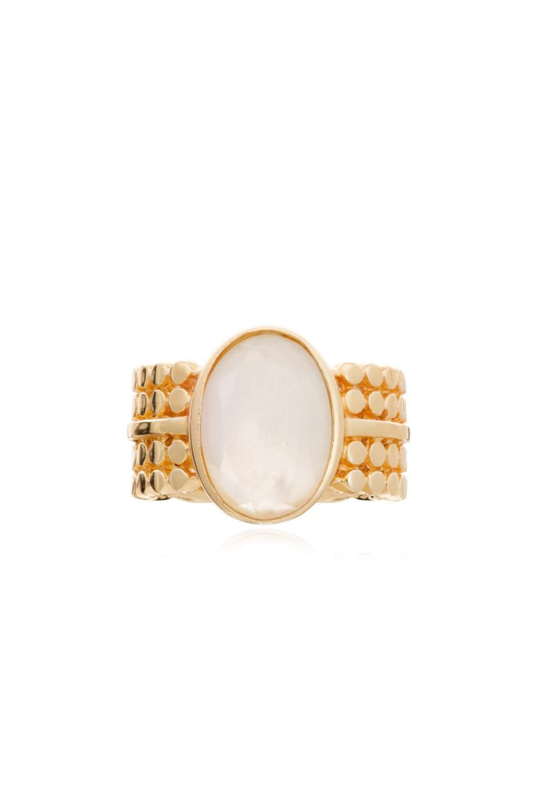 Azuni Etrusca Wide Ring with Oval Set Moonstone - Experience Boutique