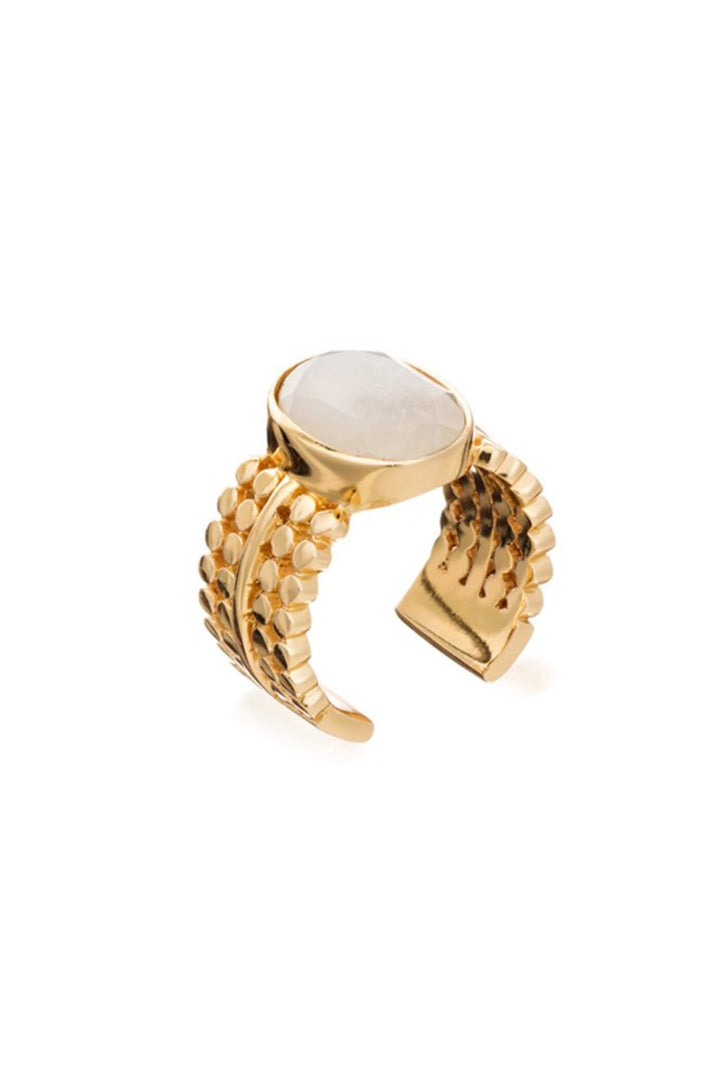 Azuni Etrusca Wide Ring with Oval Set Moonstone - Experience Boutique