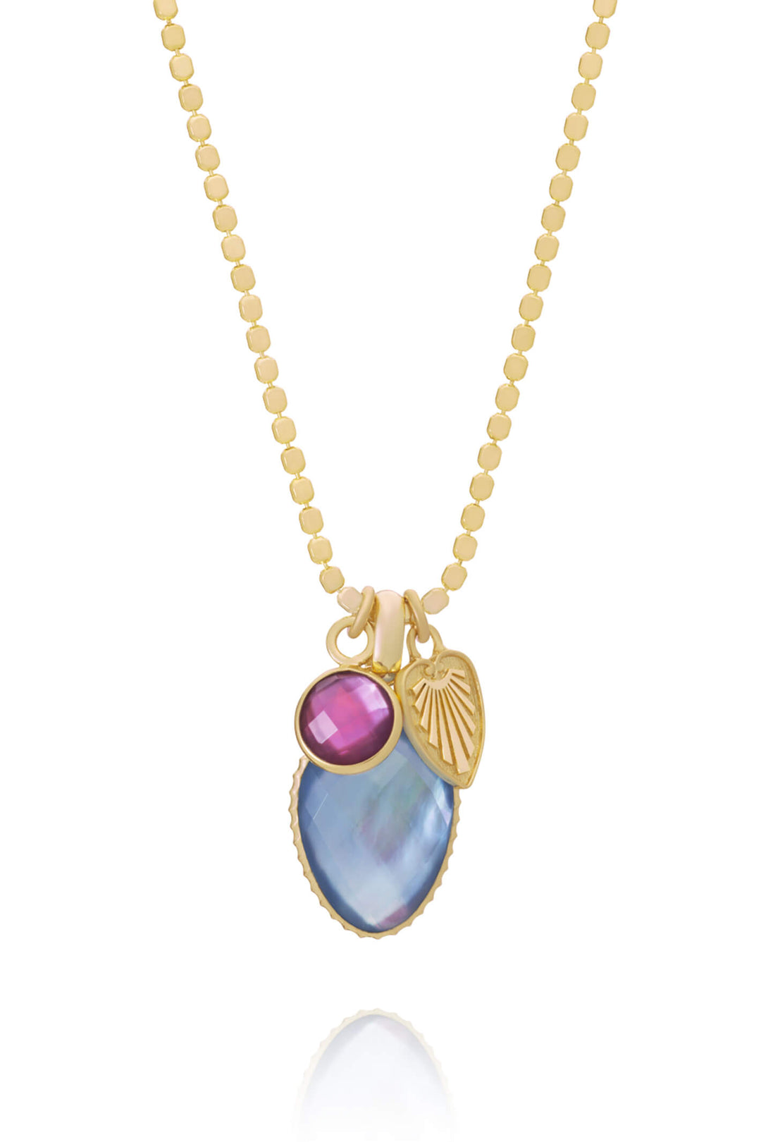 Azuni Odyssey Tanzanite Pink Two Stone Pendant with Palm Leaf Charm - Experience Boutique