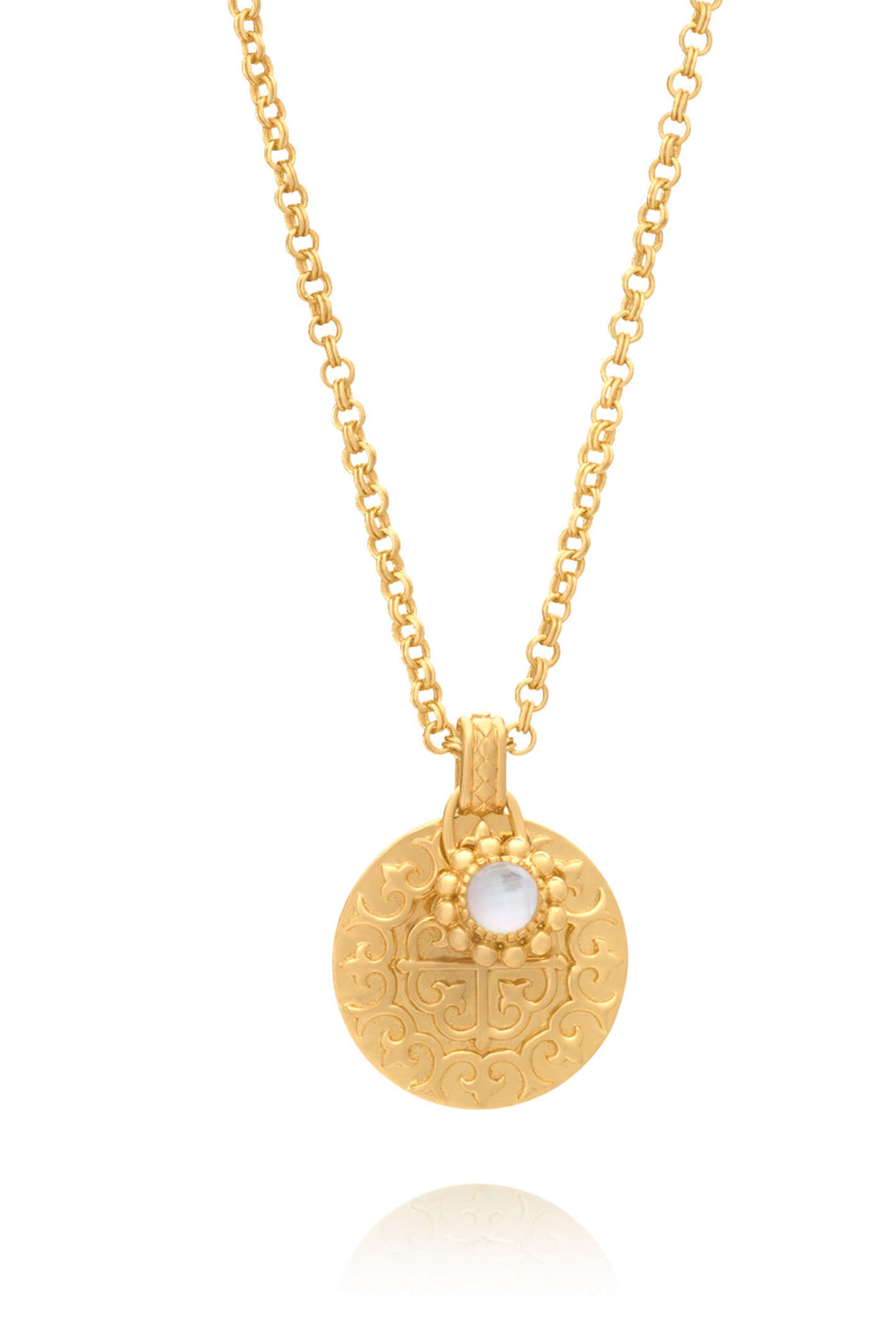 Azuni Petra Mother of Pearl Medallion Pendant Necklace - Experience Boutique
