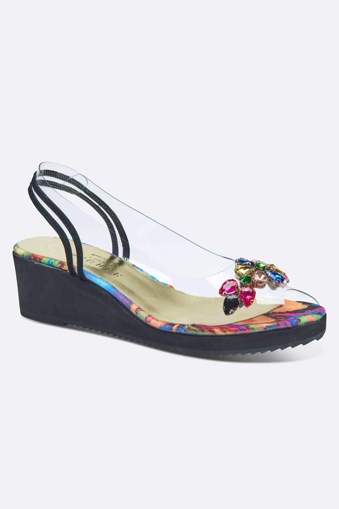 Azuree Marcel Micro 8B Shiva Gel Black Multicolour Wedge Shoes - Experience Boutique