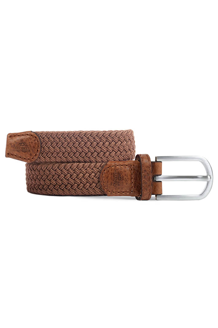 Billy Belt Camel Brown Elasticated Woven & Leather Belt - Experience Boutique