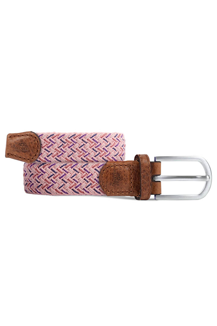Billy Belt Pink Hanami Elasticated Woven & Leather Belt