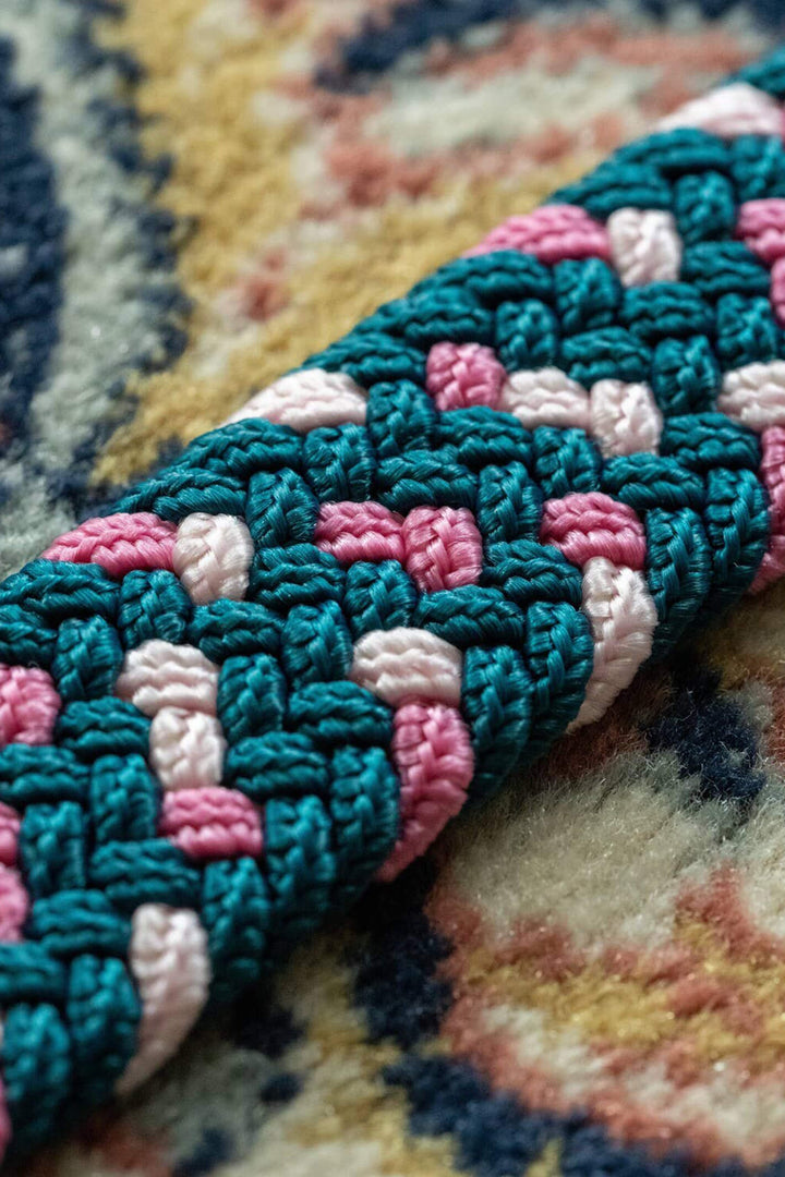 Billy Belt Teal & Pink Elasticated Woven & Leather Belt - Experience Boutique