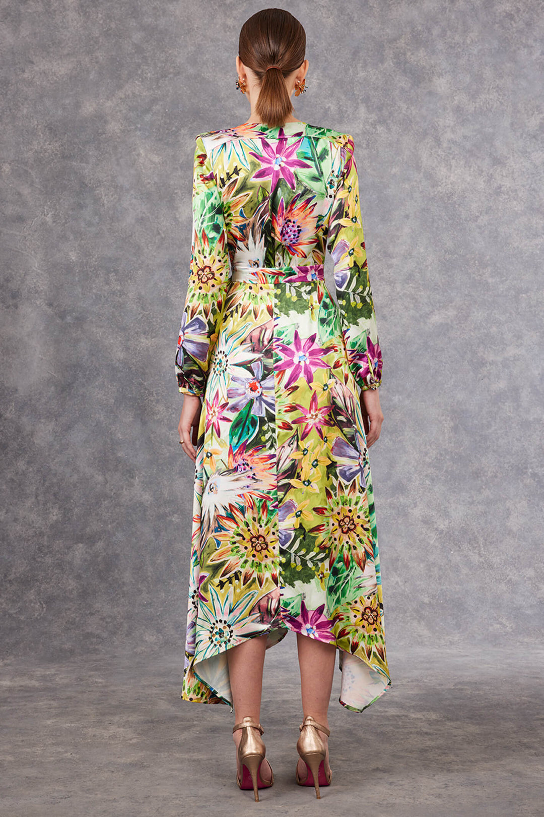 Carla Ruiz 99638 Green Multi Floral Print Satin Dress – Experience