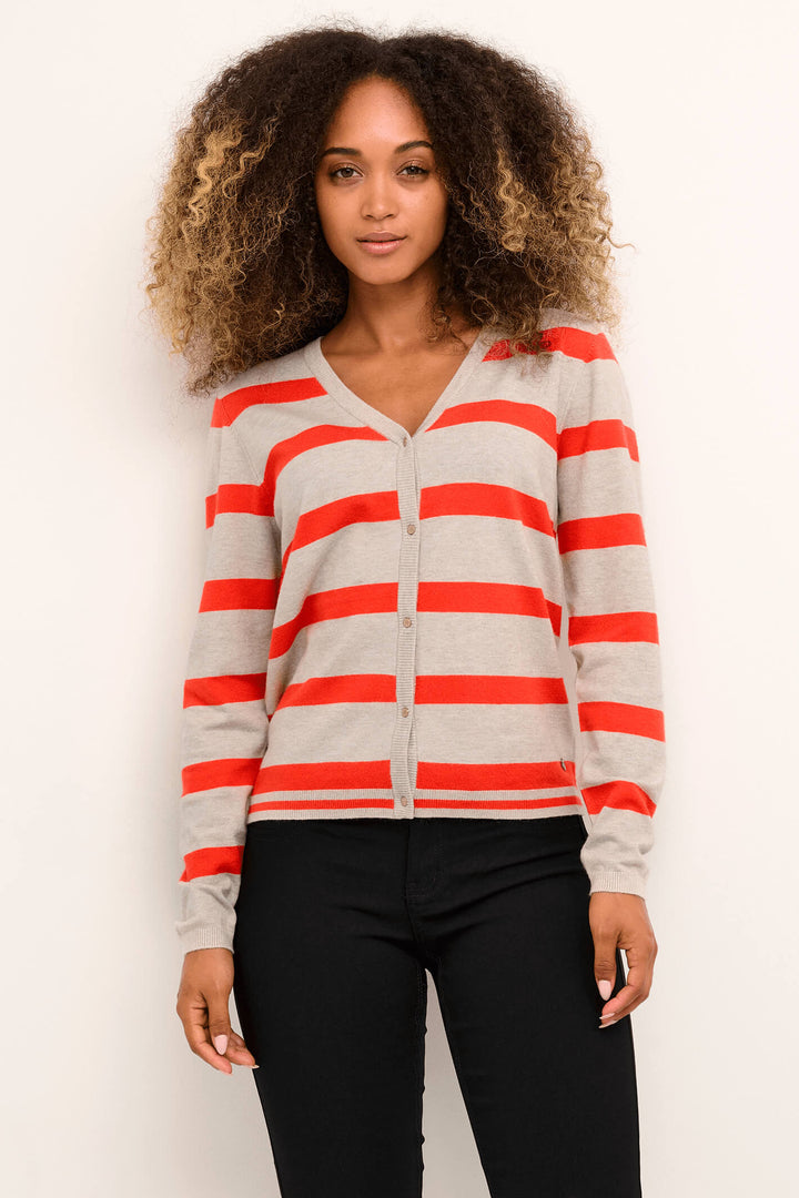 Cream Clothing CRDela Tigerlily Orange Striped Knit Cardigan - Experience Boutique