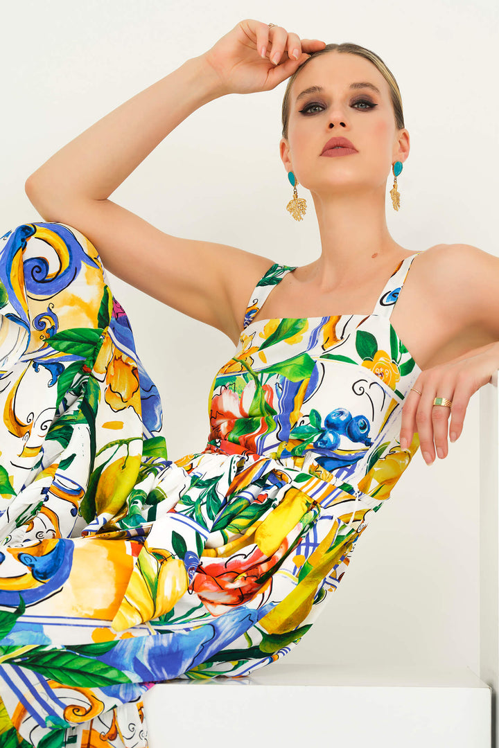 Dolcezza 23142 Lemon Print Sun Dress - Experience Boutique