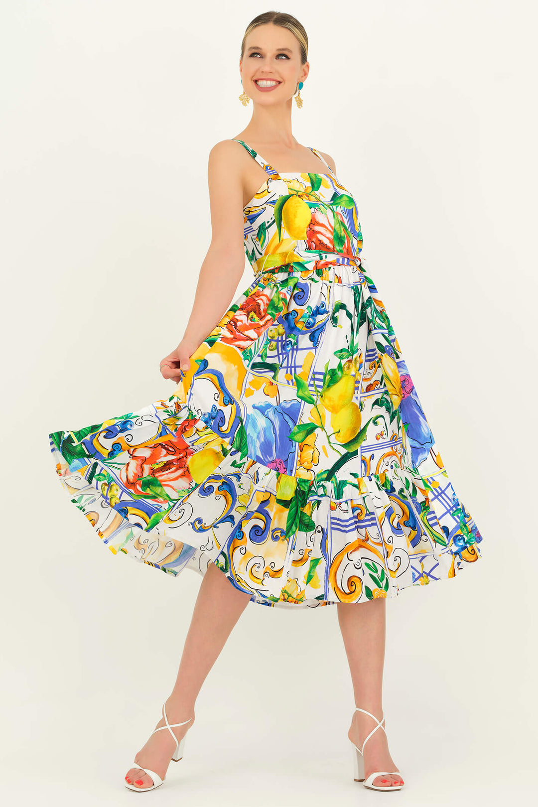Dolcezza 23142 Lemon Print Sun Dress - Experience Boutique