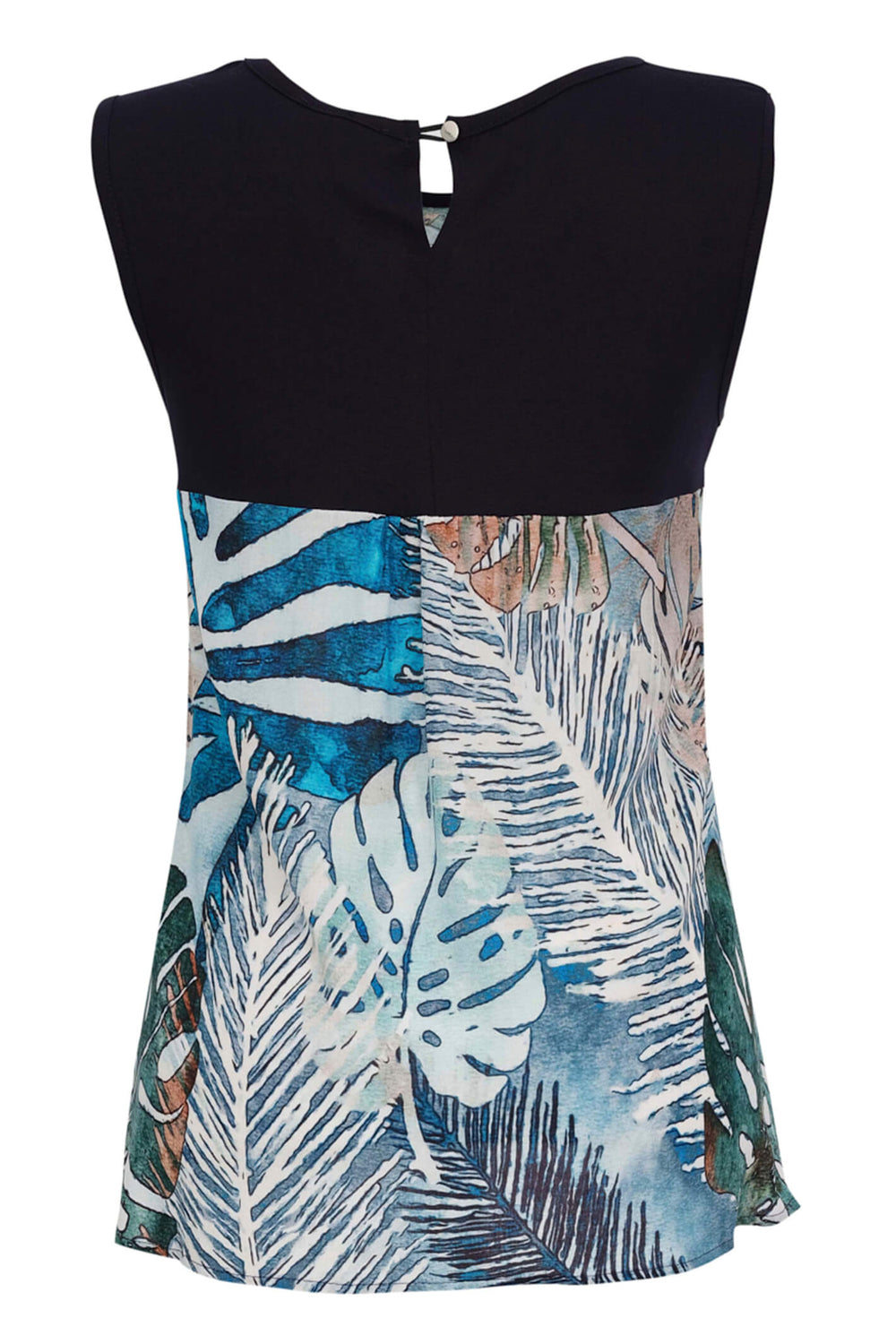 Dolcezza 23643 Tropical Blue Print Top - Experience Boutique