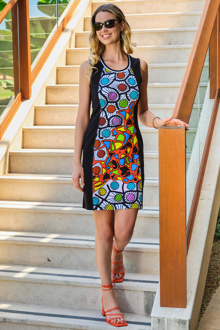 Dolcezza 23707 Multi Coloured Mistral X3 Print Dress - Expeirence Boutique
