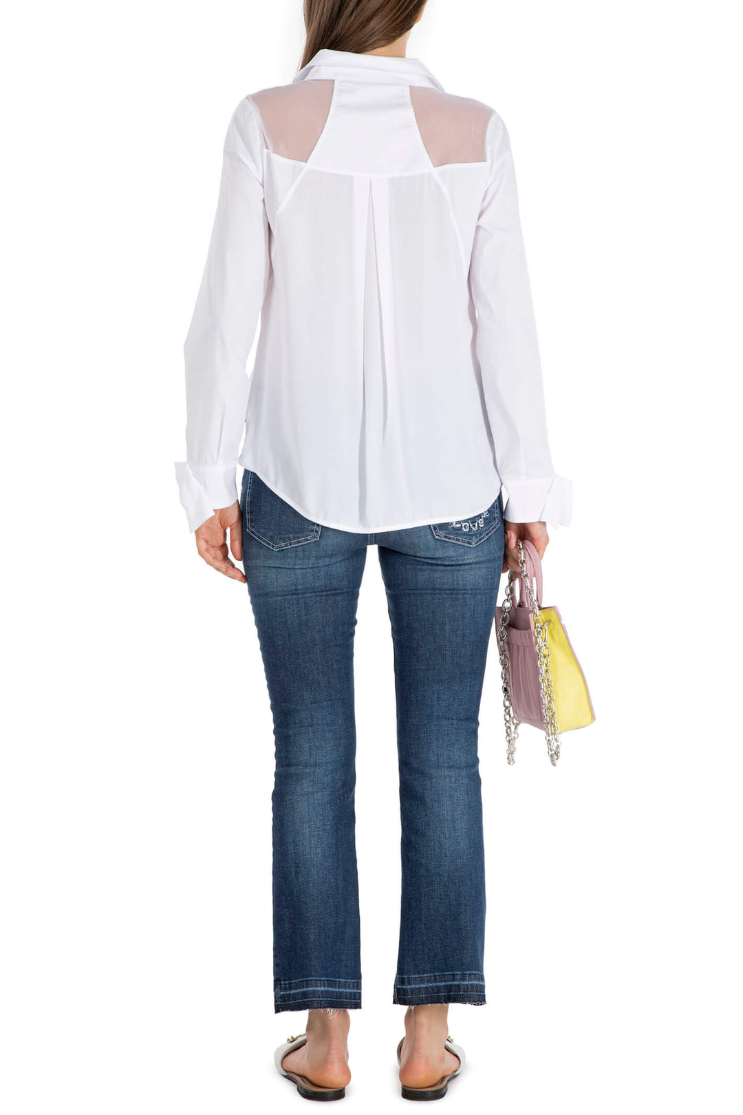 Elisa Cavaletti EJP23102700 White Mesh Shoulder Shirt - Experience Boutique