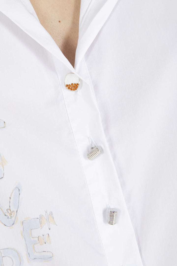 Elisa Cavaletti EJP23102700 White Mesh Shoulder Shirt - Experience Boutique