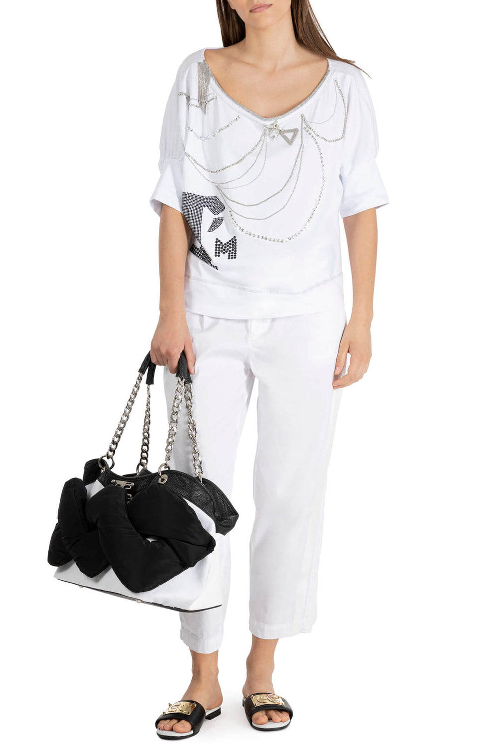 Elisa Cavaletti EJP235058603 White Wide Neck Top - Experience Boutique