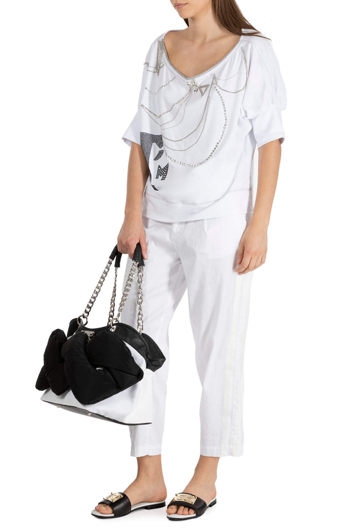 Elisa Cavaletti EJP235058603 White Wide Neck Top - Experience Boutique