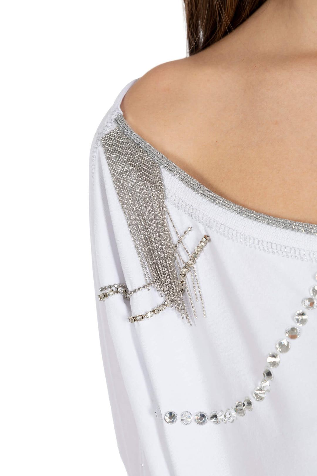 Elisa Cavaletti EJP235058603 White Wide Neck Top - Experience Boutique