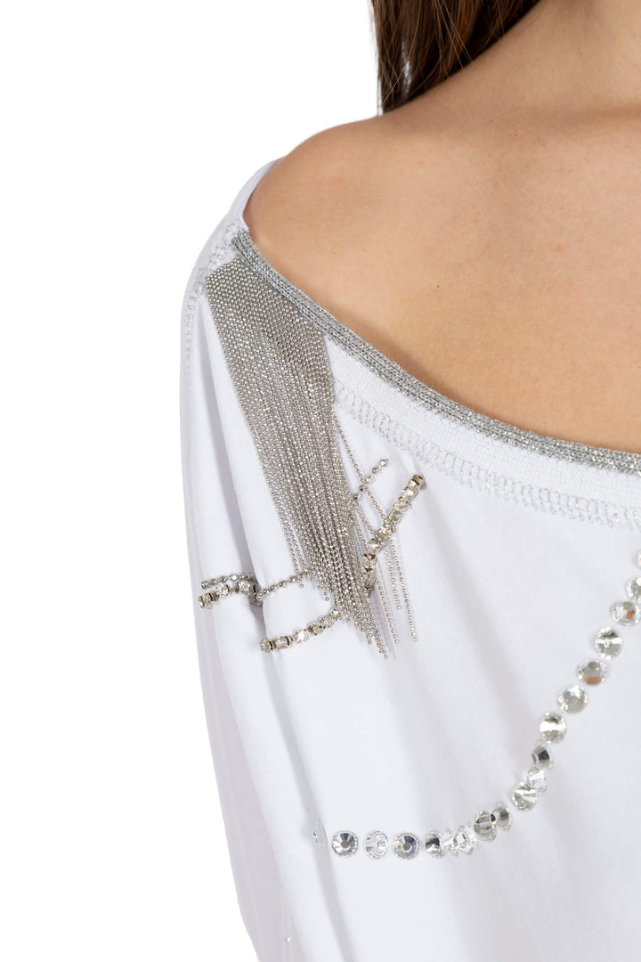 Elisa Cavaletti EJP235058603 White Wide Neck Top - Experience Boutique