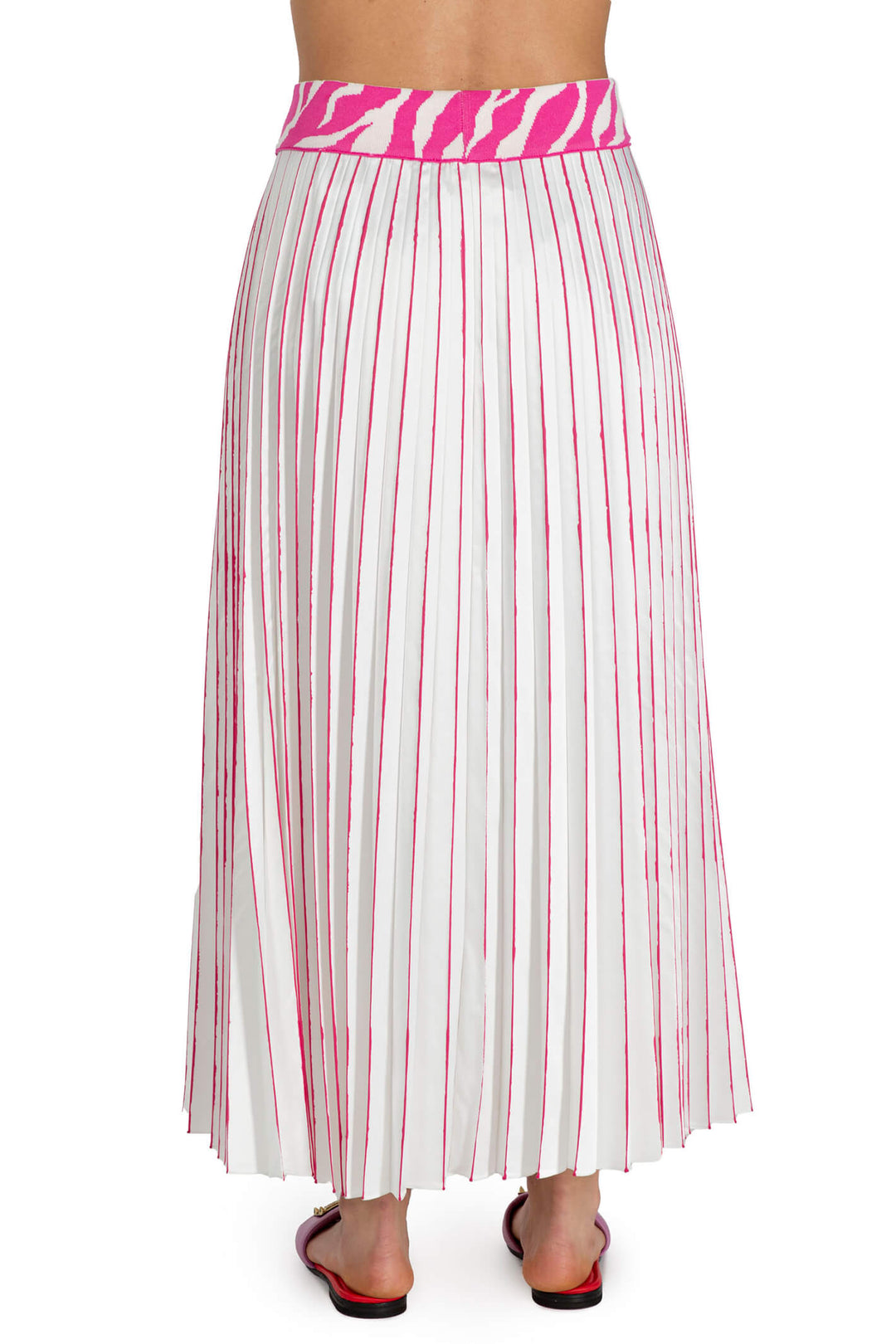Elisa Cavaletti ELP233020803 White Fuchsia Pink Pleated Skirt - Experience Boutique