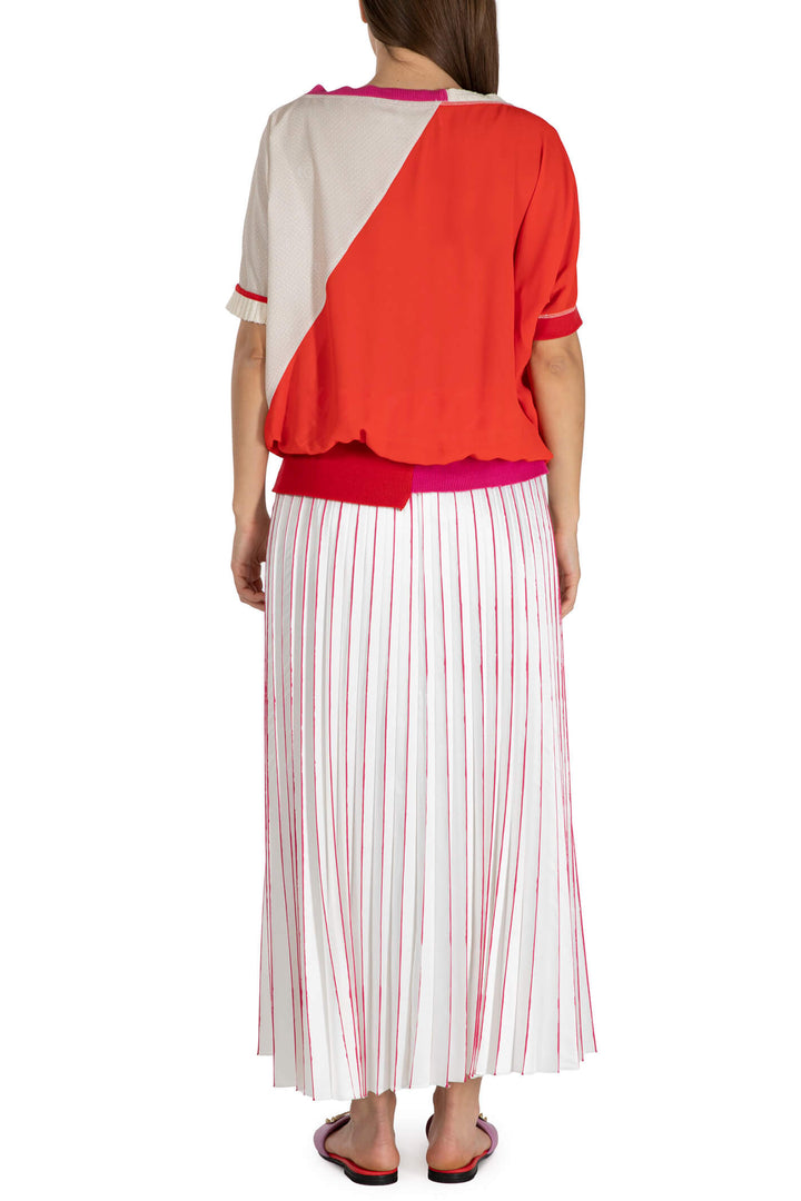 Elisa Cavaletti ELP233020803 White Fuchsia Pink Pleated Skirt - Experience Boutique