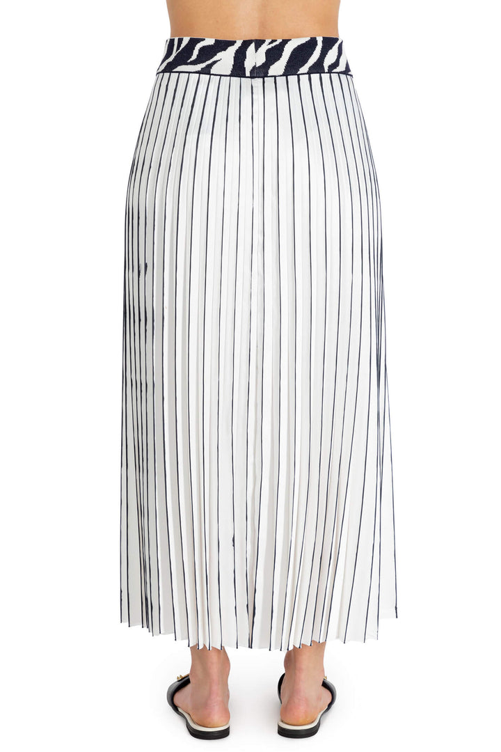 Elisa Cavaletti ELP233020803 White Navy Pleated Skirt - Experience Boutique