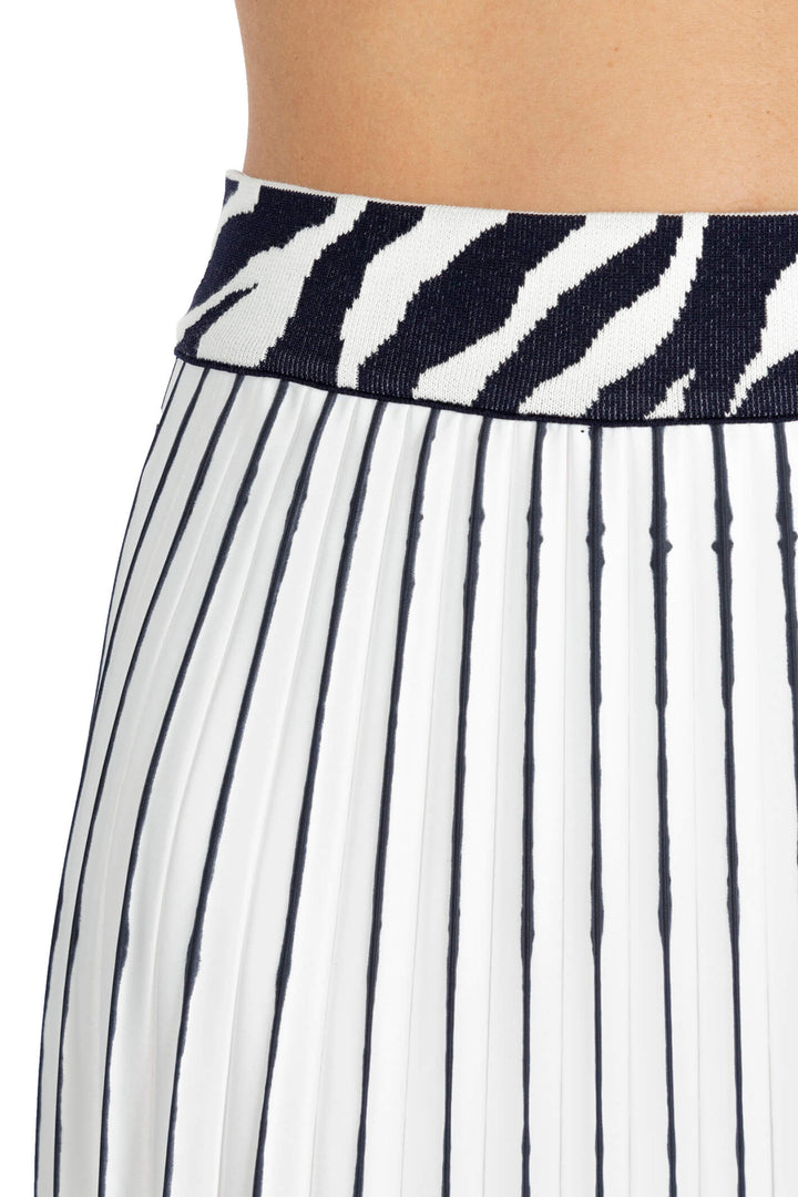 Elisa Cavaletti ELP233020803 White Navy Pleated Skirt - Experience Boutique