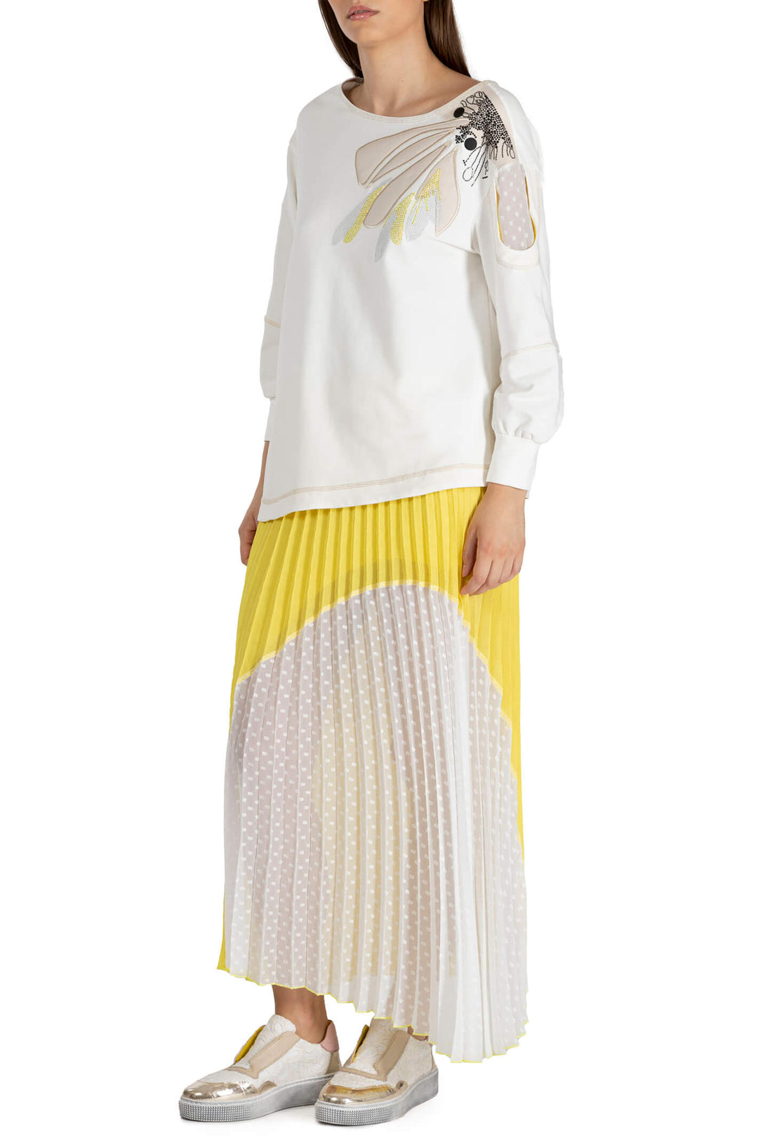 Elisa Cavaletti ELP233040601 Yellow Pleated Skirt - Experience Boutique