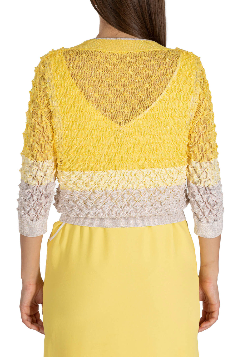 Elisa Cavaletti ELP234051400 Yellow Knit Zip Front Jacket - Experience Boutique