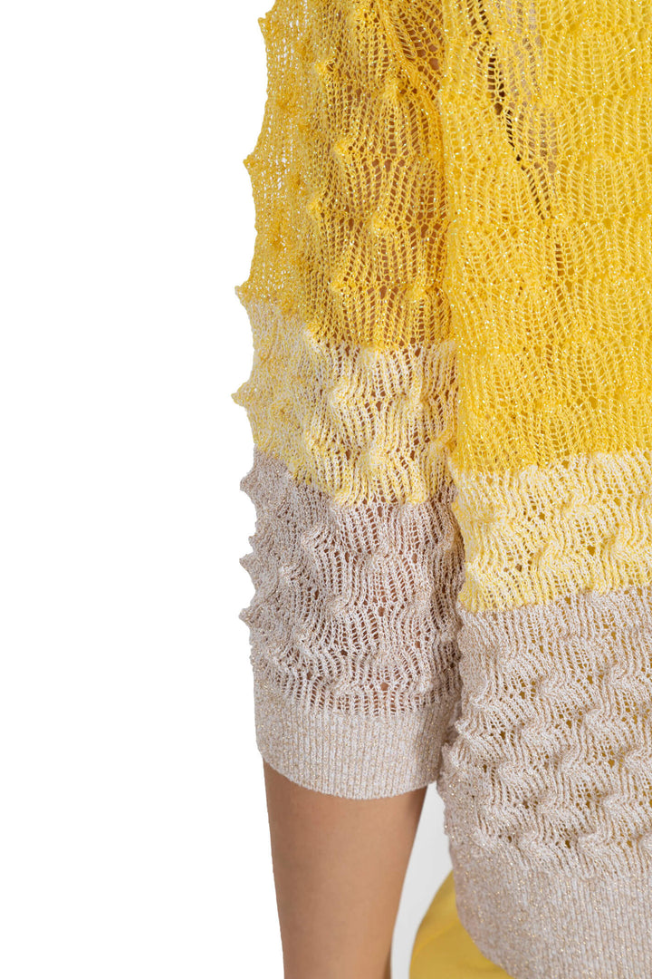 Elisa Cavaletti ELP234051400 Yellow Knit Zip Front Jacket - Experience Boutique