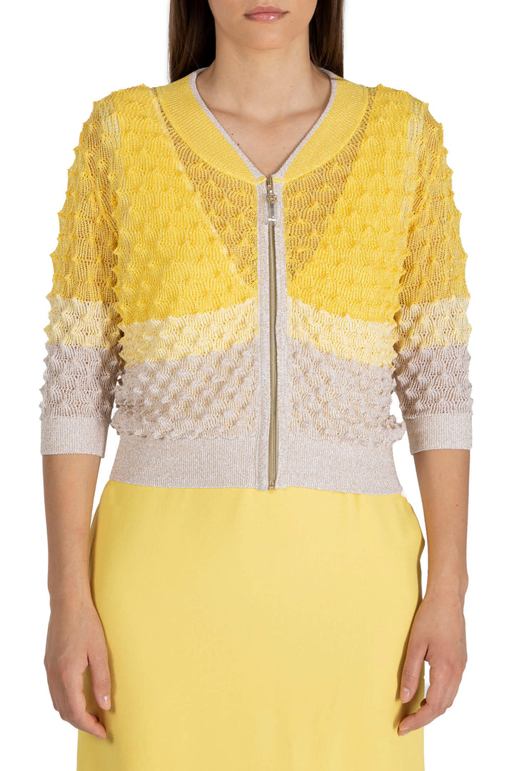 Elisa Cavaletti ELP234051400 Yellow Knit Zip Front Jacket - Experience Boutique