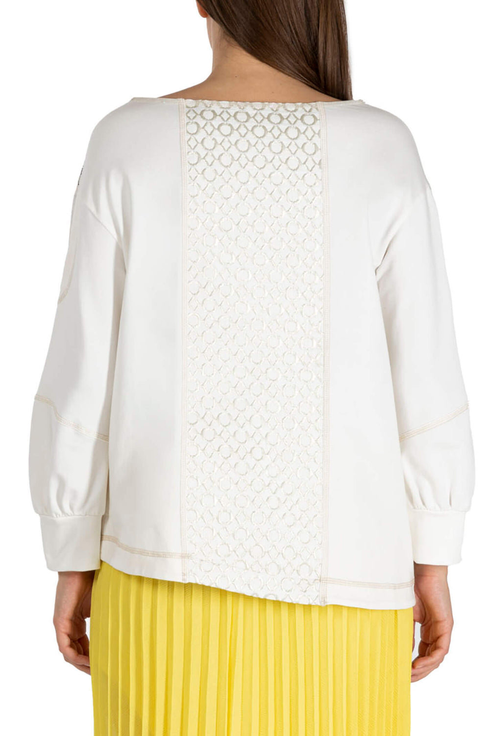 Elisa Cavaletti ELP235540600 White Wide Neck Sweat Top - Experience Boutique