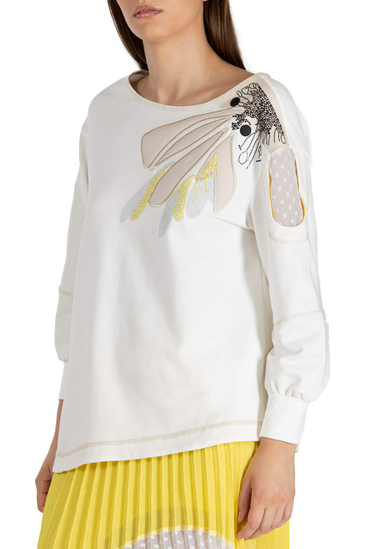 Elisa Cavaletti ELP235540600 White Wide Neck Sweat Top - Experience Boutique