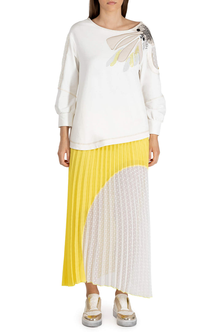 Elisa Cavaletti ELP235540600 White Wide Neck Sweat Top - Experience Boutique