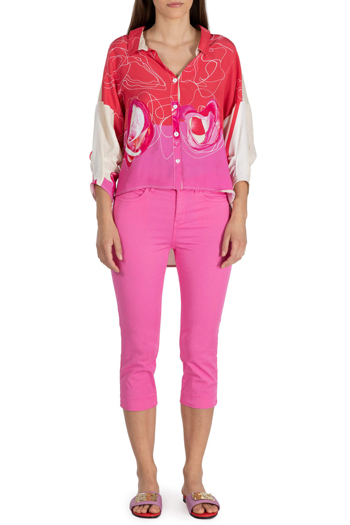 Elisa Cavaletti ELP236052301 Fuchsia Pink Cropped Trousers - Experience Boutique