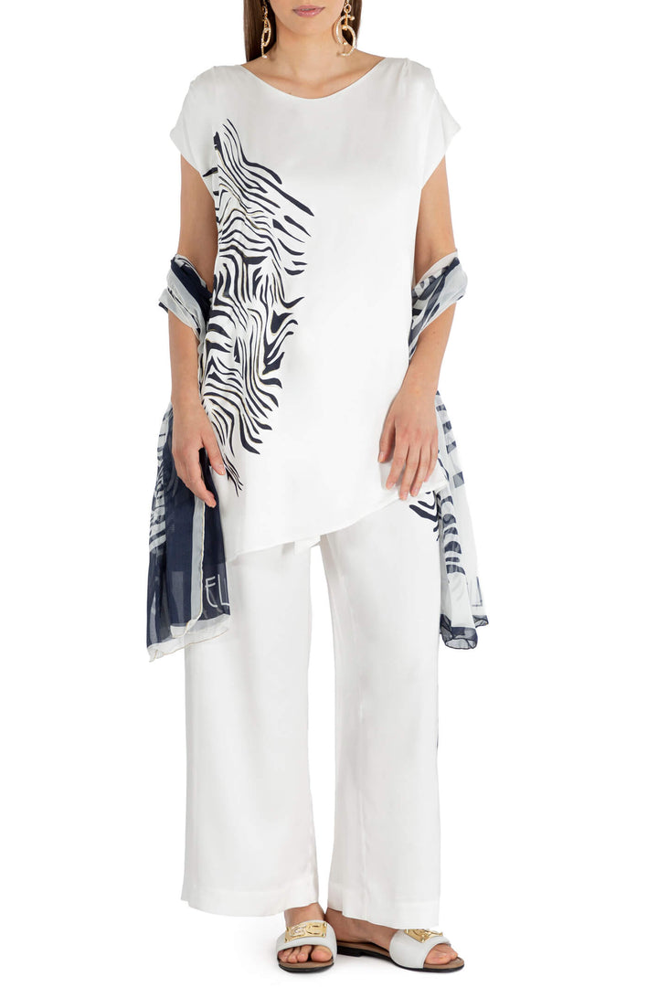 Elisa Cavaletti ELP239027106 Off White Zebra Oversized Top - Experience Boutique